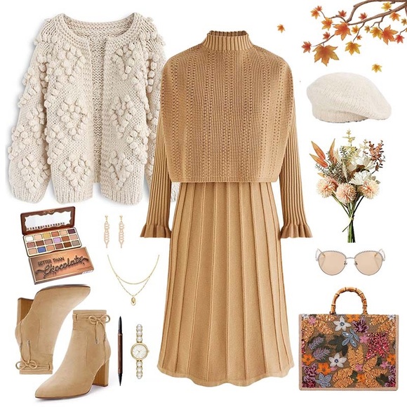 Chicwish Womens soft heart shaped balls Thick open Cardigan Sweater ivory cream - Picture 11 of 16